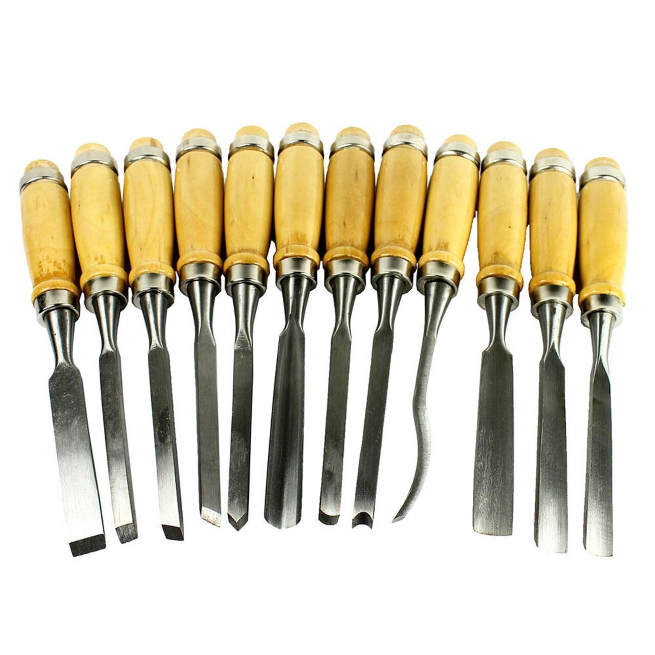 12-Piece Wood Carving Hand Chisel Tool Set - Professional Steel Gouges